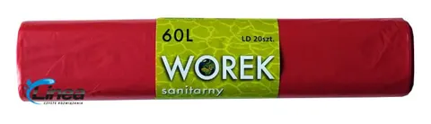 Worki na śmieci mocne 60L LDPE czerwone rolka 20 szt.