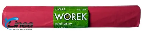 Worki na śmieci mocne 120L LDPE czerwone rolka 10 szt.