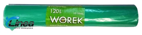 Worki na śmieci mocne 120L LDPE zielone rolka 10 szt.