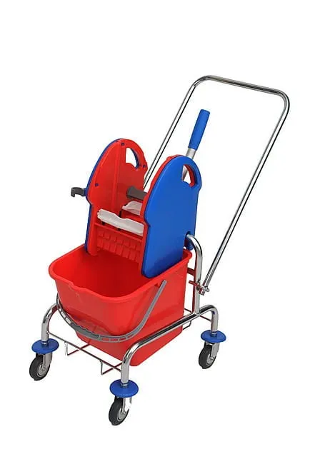 Wózek do sprzątania chromowany, jednowiadrowy 20L z prasą Splast WCH-0021