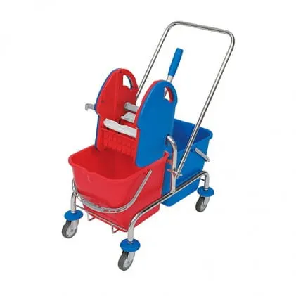 Wózek do sprzątania chromowany, dwuwiadrowy 2x20L z prasą Splast WCH-0004