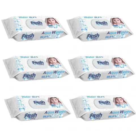 POEZJA MIKE LINE BABY Chusteczki nawilżane dla dzieci AQUA WIPES 60 szt, pakiet 6 opakowań