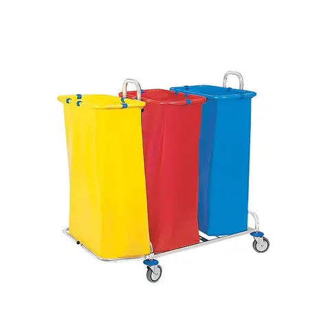 Potrójny wózek na odpady chromowany 3x120L Splast ODP-0004