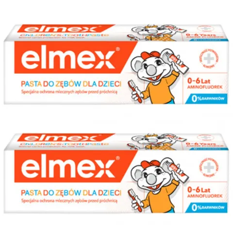ELMEX JUNIOR Pasta do zębów dla dzieci 0-6 lat 75 ml, pakiet 2 szt.