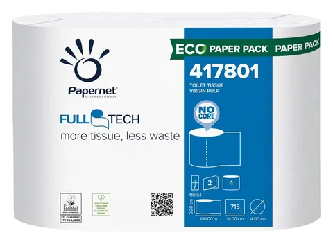 Papier toaletowy bez gilzy 100 m celuloza 2 warstwy opak. 24 szt. Papernet Full Tech 417801