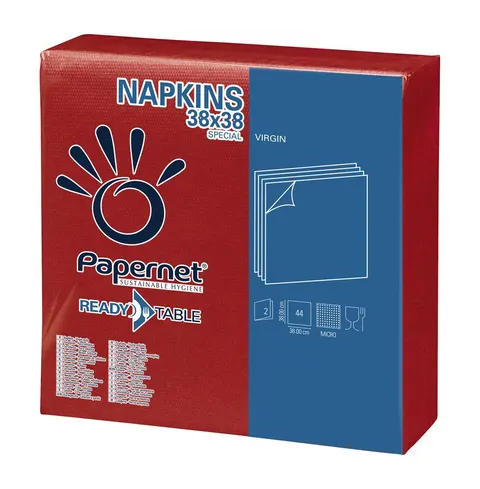 Serwetki 38 x 38 cm składane ¼ bordowe celuloza 2 warstwy opak. 44 szt. Papernet 415216