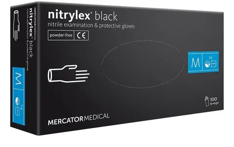 Mercator Medical Nitrylex Black nitrylowe bezpudrowe rękawiczki czarne L 100szt