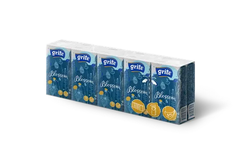 Chusteczki higieniczne celuloza 3 warstwy opak. 10 x 10 szt. Grite Blossom