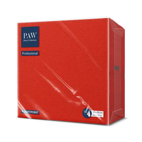 Serwetki Softpoint 38 x 38 cm czerwone celuloza punta 2 warstwy składane ¼ opak. 50 szt.