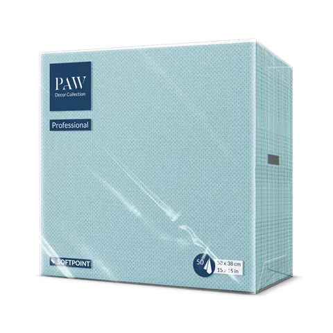 Serwetki Softpoint 38 x 38 cm błękitne celuloza punta 2 warstwy składane ¼ opak. 50 szt.