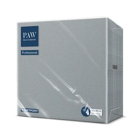 Serwetki Softpoint 38 x 38 cm szare celuloza punta 2 warstwy składane ¼ opak. 50 szt.