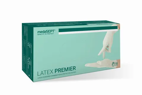 Rękawice lateksowe pudrowane Latex Premier „M” opak. 100 szt.