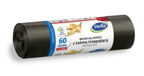Worki na śmieci EKOLOGICZNE 60L 10 szt. z taśmą ściągającą (LDPE) STELLA WNS-4256