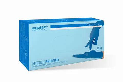 Rękawice nitrylowe bezpudrowe niebieskie Nitrile Premier „XL” opak. 100 szt.