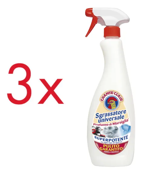 3 x Sgrassatore Universale Marsiglia Chante Clair włoski odtłuszczacz 600ml