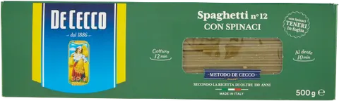 De Cecco Spaghetti nr 12 - makaron spaghetti ze szpinakiem (500 g)