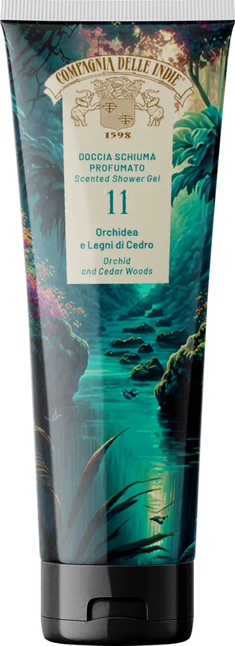 COMPAGNIA DELLE INDIE ORCHIDEA LEGNI CEDRO 11 - żel pod prysznic Orchidea i Drzewo Cedrowe (250 ml)
