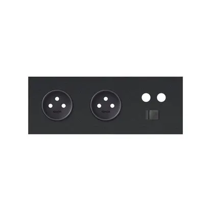 SIMON100 Panel potrójny: 2 gniazda + 1 TV + 1 RJ45; czarny mat