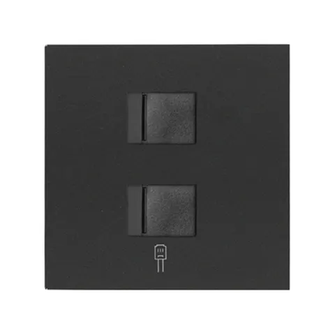 SIMON100 Pokrywa do gniazda komputerowego 2x (mechanizm), czarny mat Kontakt-simon
