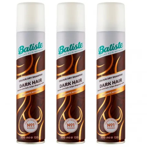 BATISTE Suchy szampon do włosów dla brunetek DARK 200 ml, pakiet 3 szt.
