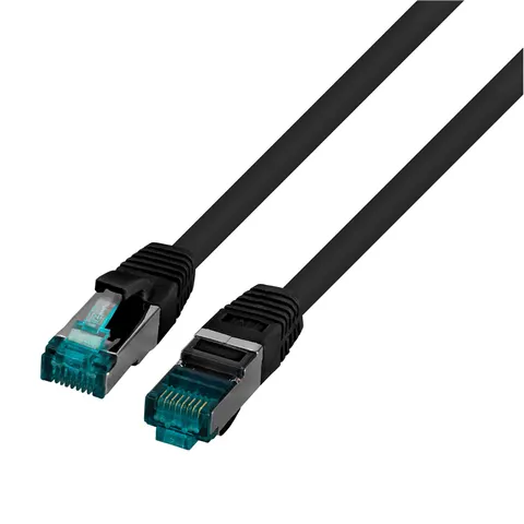 Patch. securityNET kat.6A S/FTP LSZH czarny 1m