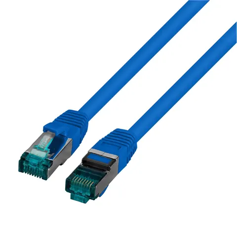 Patch. securityNET kat.6A S/FTP LSZH niebieski 0,15m