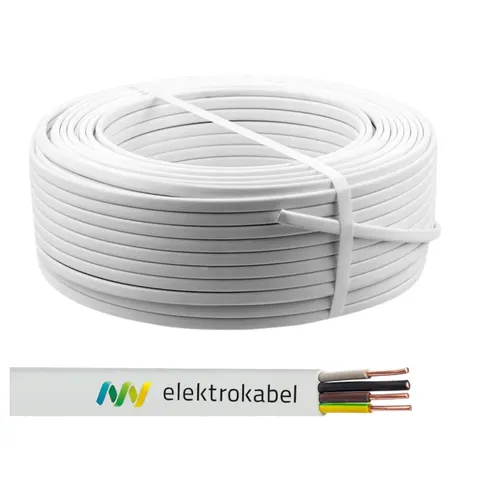 Przewód YDYp 4x2,5 żo 450/750V biały instalacyjny; ELEKTROKABEL