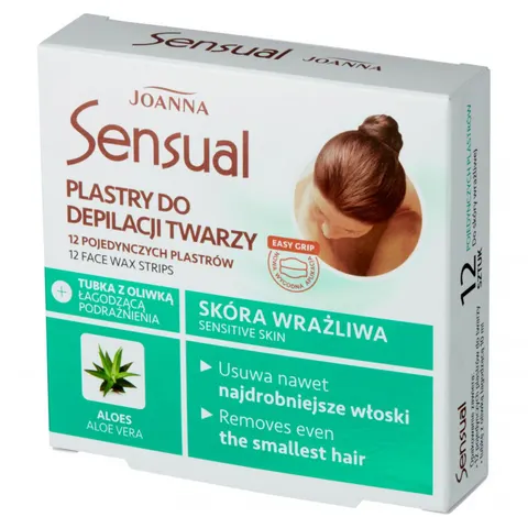 JOANNA SENSUAL Plastry do depilacji twarzy ALOES, 12 szt