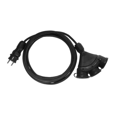 Przedłużacz budowlany 20m z 3 gniazdami, przewód w oponie gumowej H05RR-F 3x1,5mm2 czarny, hermetyczny IP54 16A 250V, wtyczka i gniazdo czarne; W-98989, PLASTROL