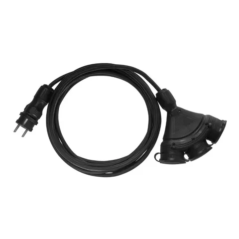 Przedłużacz budowlany 15m z 3 gniazdami, przewód w oponie gumowej H05RR-F 3x1,5mm2 czarny, hermetyczny IP54 16A 250V, wtyczka i gniazdo czarne; W-98988, PLASTROL