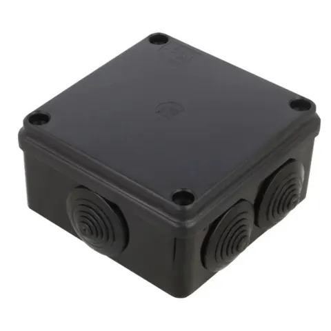 Puszka natynkowa IP65 100x100x50, bezhalogenowa, 6 dławików, czarna, S-BOX 106C
