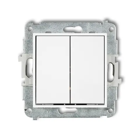 MINI Łącznik podwójny schodowy 10A 250V bez piktogramu, moduł, biały; MWP-33.1 KARLIK
