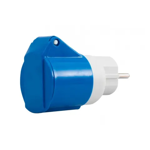 Adapter kempingowy wtyk 230V Uni-schuko, gniazdo 16A 3p przemysłowe IP44