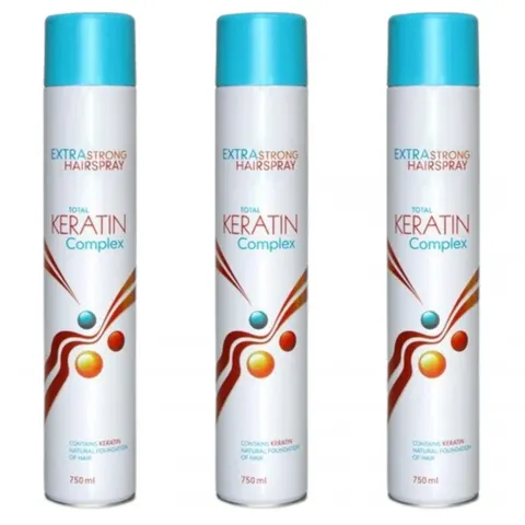 CECE Lakier do włosów Keratin Complex bardzo mocny z keratyną 750 ml, pakiet 3 szt.