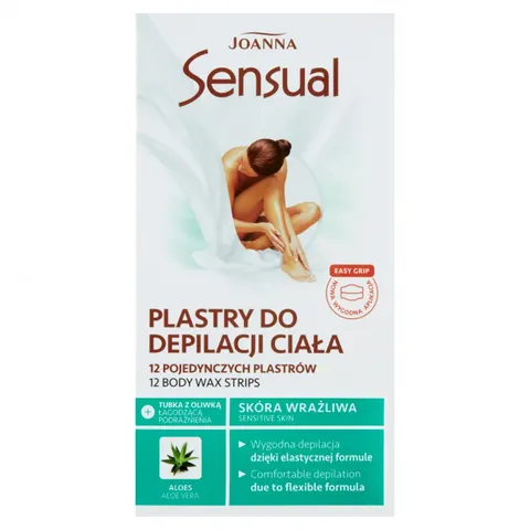 JOANNA SENSUAL Plastry do depilacji ciała ALOES, 12 szt