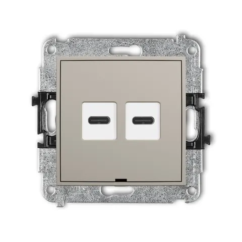 MINI Ładowarka USB podwójna 2xUSB C 20W max, bez pola opisowego, moduł, taupe; 60MCUSBBO-7 KARLIK