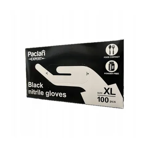 PACLAN EXPERT Rękawice nitrylowe rozm. XL CZARNE, 100 szt