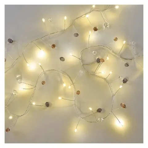 Dekoracje - girlanda cyrkonie 40 LED, 1,2m, 3xAA, ciepła biel, IP20, timer DCGW16, EMOS