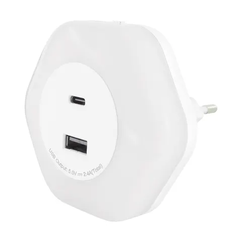 Lampka wtykowa LED OZIL LED 0,3W USB A+C NW