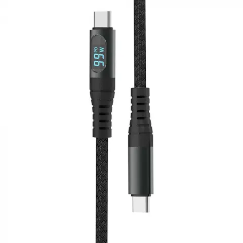 Przewód USB z wyświetlaczem wejścia C -C Fast Charging 1m czarny 5A max.100W; 7746 V-TAC