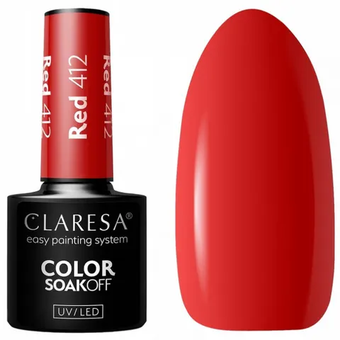 CLARESA Lakier hybrydowy RED 412, 5 g
