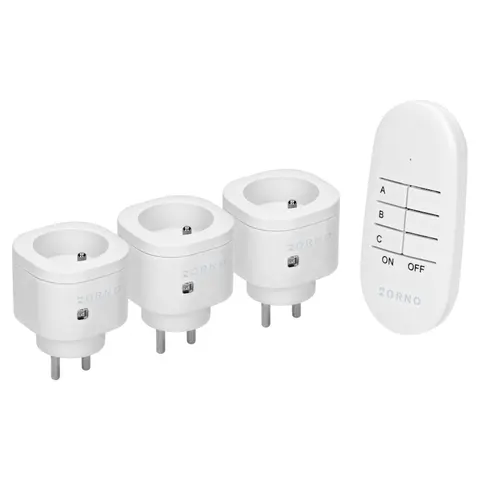 Zestaw bezprzewodowych mini gniazd sterowanych pilotem 3+1; OR-GB-463, ORNO