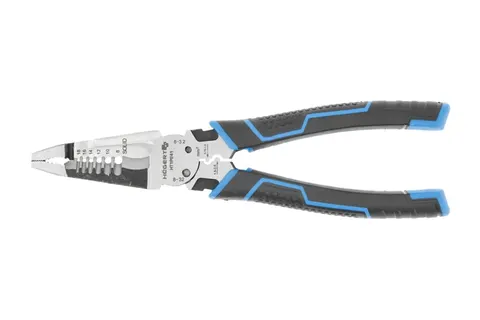 Szczypce Elektryczne 10w1 Okrągłe do Oczek 200mm, Ściągacz 3.2mm, Zaciskarka, Obcinak Śrub; HT1P241 HOGERT