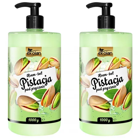 EKOLAN Kremowy żel pod prysznic PISTACJA 1000 ml, pakiet 2 szt.