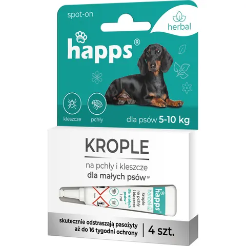 Happs - herbal krople na pchły i kleszcze dla małych psów