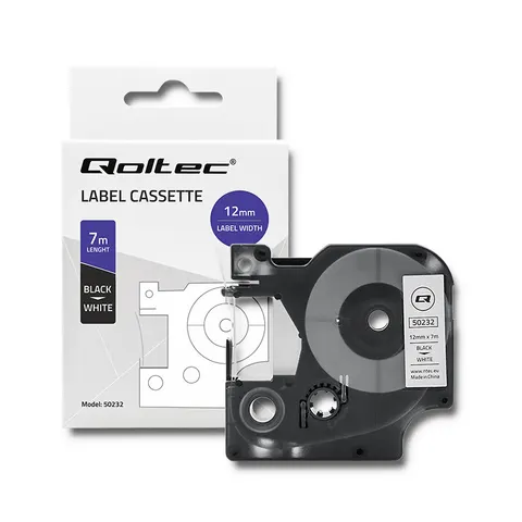 Taśma do DYMO D1 45013 12mm x 7m czarny na białym; Qoltec