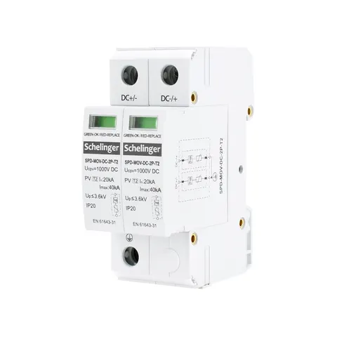 OGRANICZNIK PRZEPIĘĆ 2P DC 1000V KLASY T2; A53-SPD-MOV-DC-2P-T2, SCHELINGER