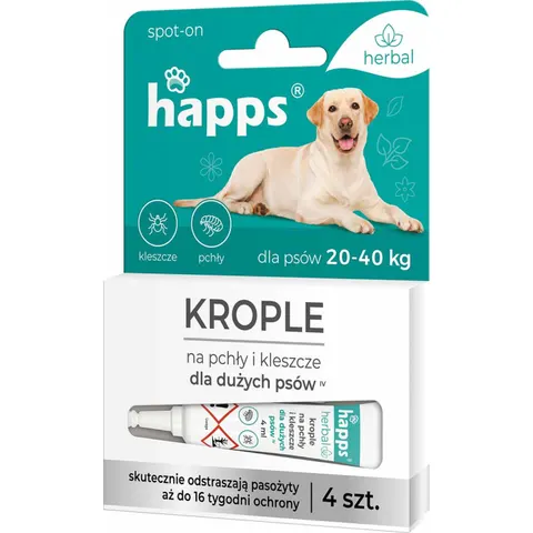 Happs - herbal krople na pchły i kleszcze dla dużych psów