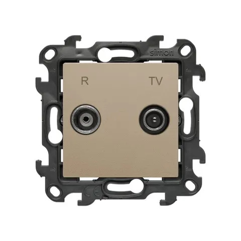 SIMON 24 Gniazdo antenowe R-TV przelotowe 10 dB (moduł). 1x Wejście: 5÷862 MHz; szampański mat