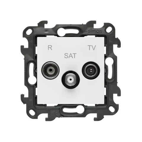 SIMON 24 Gniazdo antenowe R-TV-SAT przelotowe (moduł), 1x wejście: 5 MHz-2,4 GHz; biały